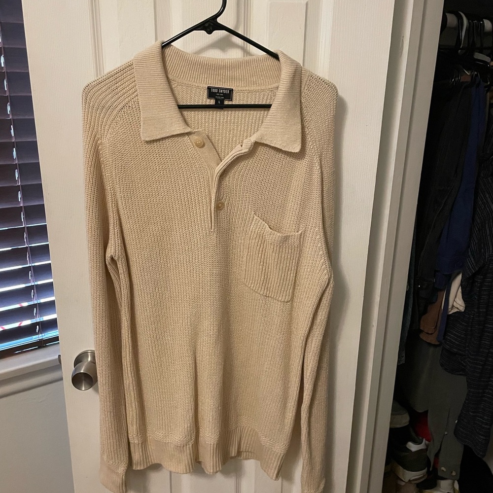 Todd Snyder Knit Long Sleeve Polo Mens Large